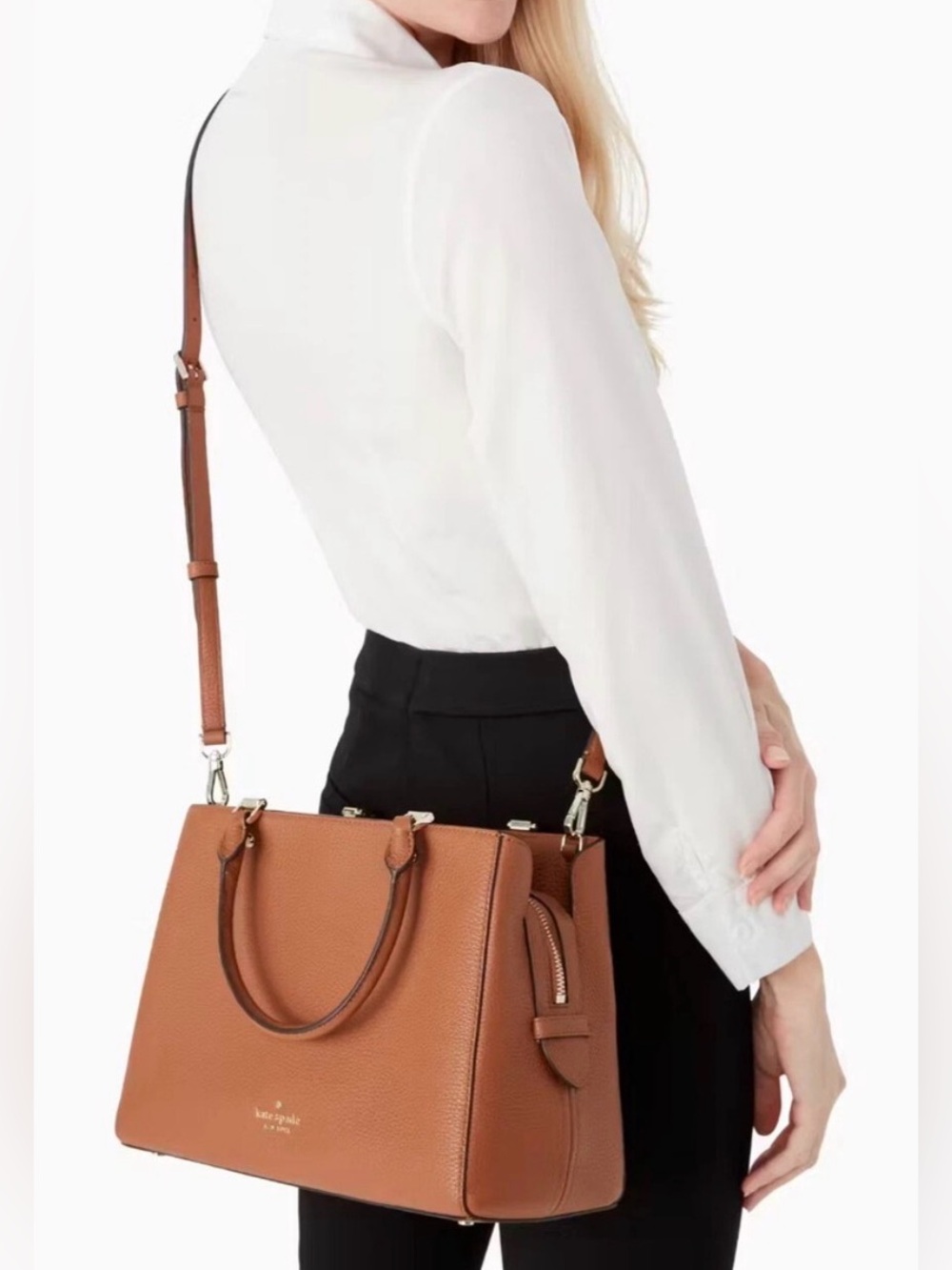 kate spade Leila Medium Triple Compartment Satchel Crossbody Bag in Warm Ginger